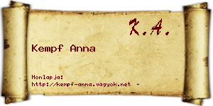 Kempf Anna névjegykártya